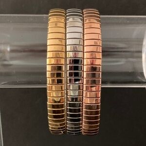 Steel By Design Set of 3 Stainless Steel Stretch Bracelets/Yellow/White/Rose